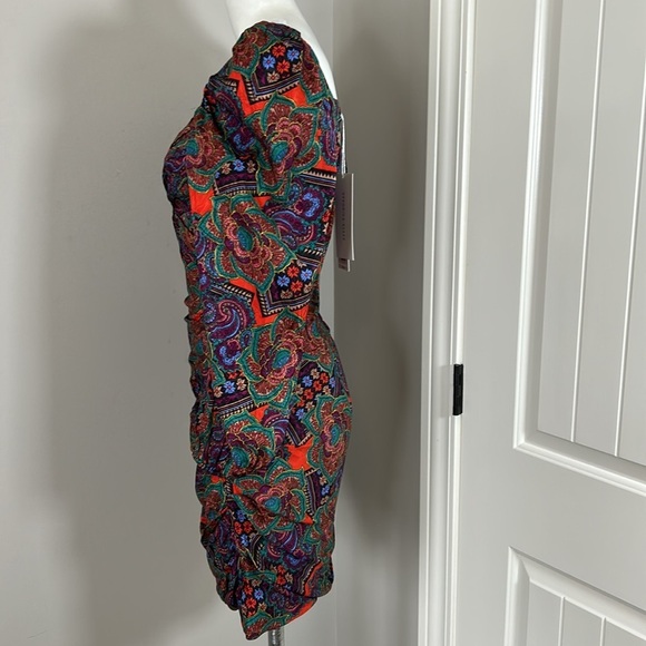 VERONICA BEARD Bellino Dress Flame Red Paisley Long Sleeve Silk Blend Sz 4 NEW - Picture 6 of 10